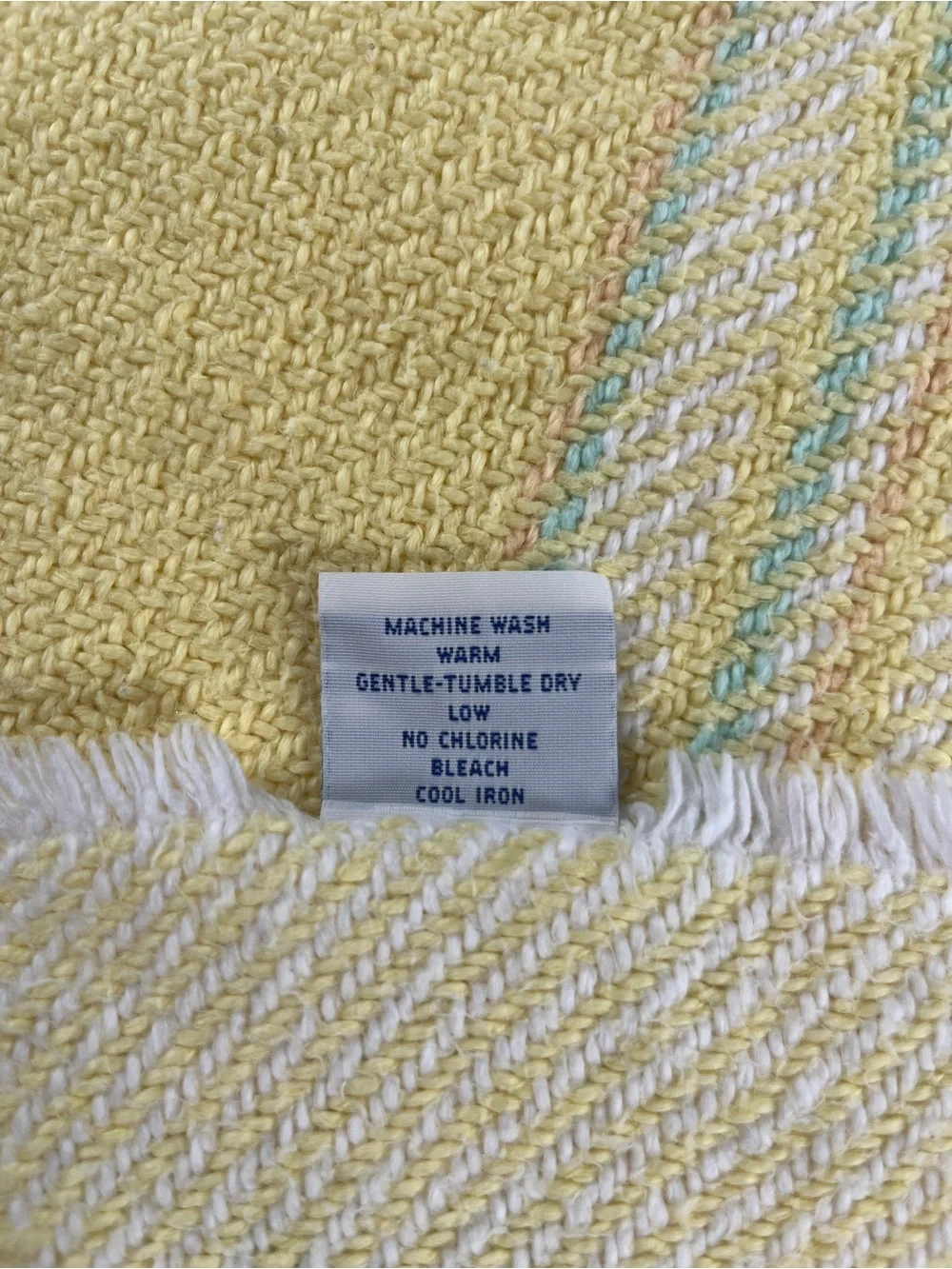 Vtg Berea College Crafts Handwoven Baby Blanket Yellow White Plaid 34x46 Fringe